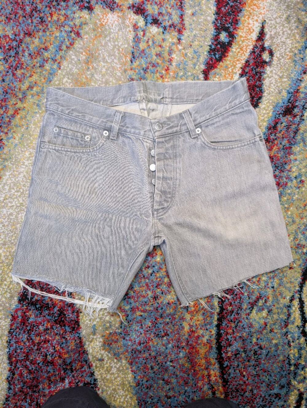 Vintage Helmut Lang Jeans Cutoff Shorts Gray Denim 2000s Size 32 Italy